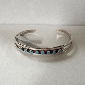 Zuni Made Susie Livingston Sterling Silver and Kingman Turquoise Bracelet NWT